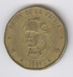 República Dominicana 1 Peso de 1991