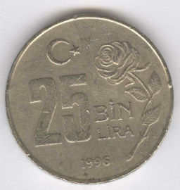 Turquía 25 Lira de 1996