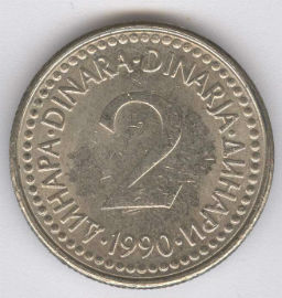 Yugoslavia 2 Dinara de 1990
