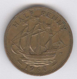 Inglaterra 1/2 Penny de 1960