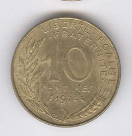 Francia 10 Centimes de 1974