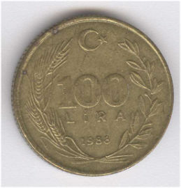 Turquía 100 Lira de 1988