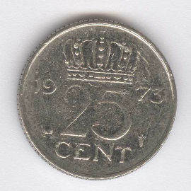 Holanda 25 Cents de 1973