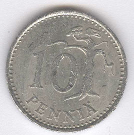Finlandia 10 Pennia de 1986