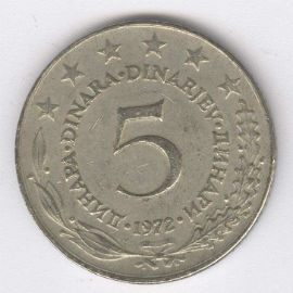 Yugoslavia 5 Dinara de 1972
