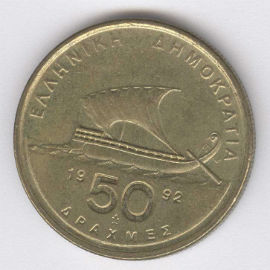 Grecia 50 Drachmai de 1992