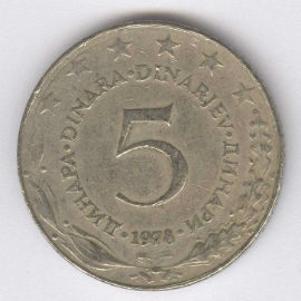 Yugoslavia 5 Dinara de 1978