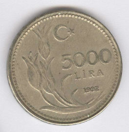 Turquía 5000 Lira de 1992