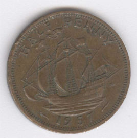 Inglaterra 1/2 Penny de 1957