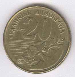 Grecia 20 Drachmai de 1990