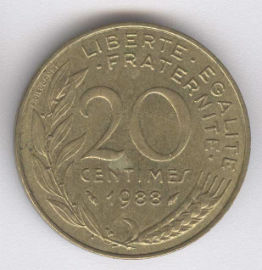 Francia 20 Centimes de 1988