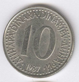 Yugoslavia 10 Dinara de 1987