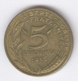 Francia 5 Centimes de 1986