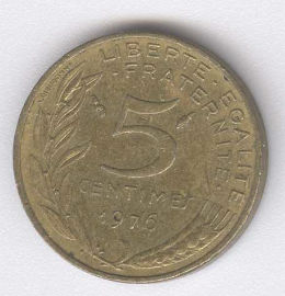Francia 5 Centimes de 1976