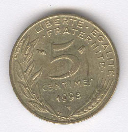 Francia 5 Centimes de 1998