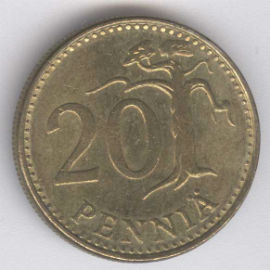 Finlandia 20 Pennia de 1980