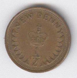 Inglaterra 1/2 Penny de 1975