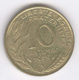Francia 10 Centimes de 1989