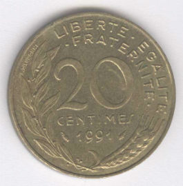 Francia 20 Centimes de 1991