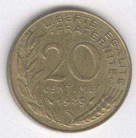 Francia 20 Centimes de 1989