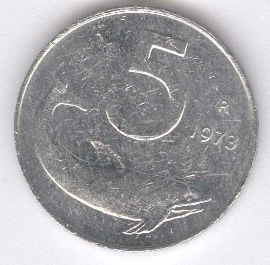 Italia 5 Lire de 1973