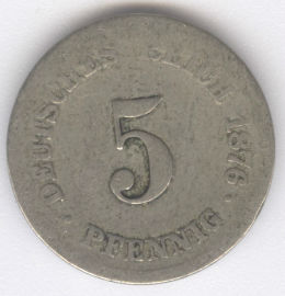Alemania 5 Pfennig de 1876