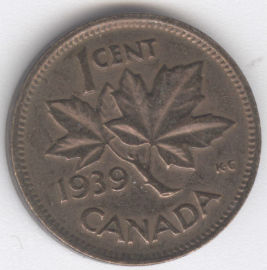 Canadá 1 Cent de 1939