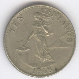 Filipinas 10 Centavos de 1958