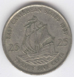 East Caribbean States 25 Cents de 1987