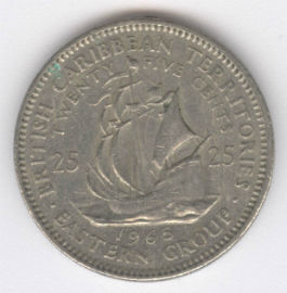 East Caribbean States 25 Cents de 1965