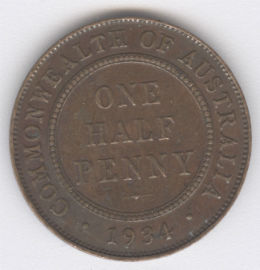 Australia 1/2 Penny de 1934