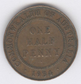 Australia 1/2 Penny de 1934