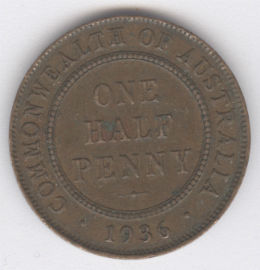 Australia 1/2 Penny de 1936