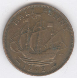 Inglaterra 1/2 Penny de 1942