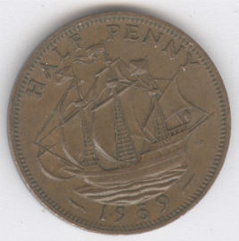 Inglaterra 1/2 Penny de 1959