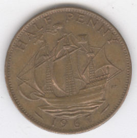 Inglaterra 1/2 Penny de 1967