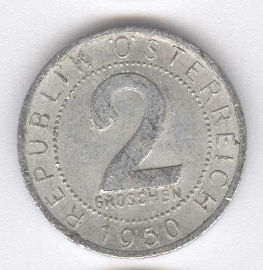 Austria 2 Groschen de 1950