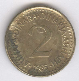 Yugoslavia 2 Dinara de 1985