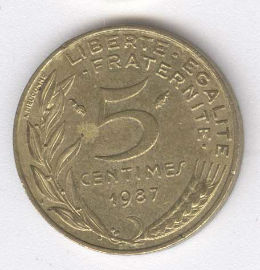 Francia 5 Centimes de 1987