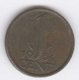 Holanda 1 Cent de 1954