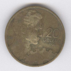 Yugoslavia 20 Dinara de 1955