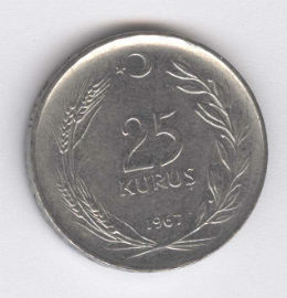 Turquía 25 Kurus de 1967