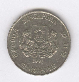 Singapur 20 Cents de 1991