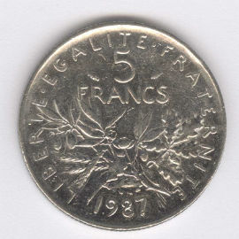 Francia 5 Francs de 1987