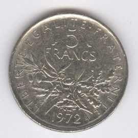 Francia 5 Francs de 1972