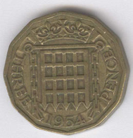 Inglaterra 3 Pence de 1954