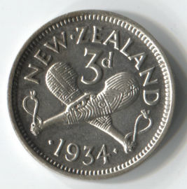 Nueva Zelanda 3 Pence de 1934