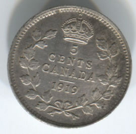Canadá 5 Cents de 1919